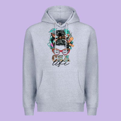 Nurse Cna Life Messy Bun Premium Hoodie Designed By Barkaloodesign