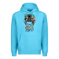 Ocean Blue nurse cna life messy bun Premium Hoodie - BarkalooDesign