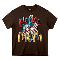 Chocolate Brown Police mom Mother's Day Heavy Core Tee - FaDigitalArtStudio