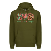 Army Green Peace Love Cockapoo Premium Hoodie - Jasminsmagicworld