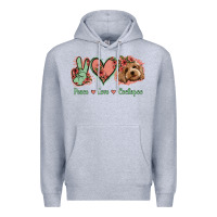 Heather Grey Peace Love Cockapoo Premium Hoodie - Jasminsmagicworld