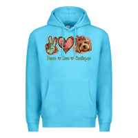 Ocean Blue Peace Love Cockapoo Premium Hoodie - Jasminsmagicworld