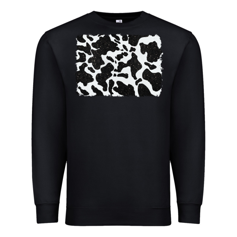 Distressed Black Glitter Cowhide Pattern Premium Sweatshirt by RanaPortraitStore | Teevron
