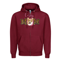 Burgundy Corgi Mom Zipper Hoodie - Jasminsmagicworld