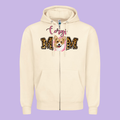 Corgi Mom Zipper Hoodie Designed By Jasminsmagicworld