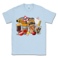Dusty Blue School Bus Coffee Cups Classic Tee - FaDigitalArtStudio