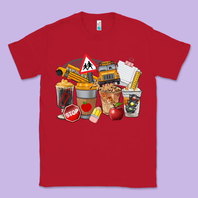 School Bus Coffee Cups Classic Tee Designed By Fadigitalartstudio