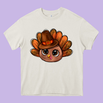 Turkey And Leopard Pattern And Thanksgiving Hat Bbs Heavy Core Tee Designed By Bundleandbundleshop