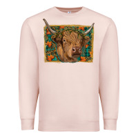 Pale Pink highland cow fall Premium Sweatshirt - RanaPortraitStore