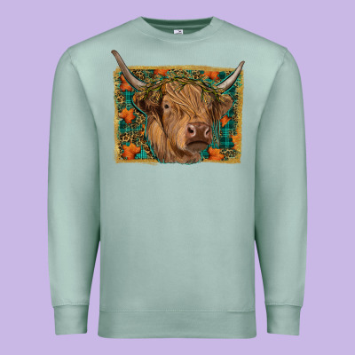 Highland Cow Fall Premium Sweatshirt Designed By Ranaportraitstore