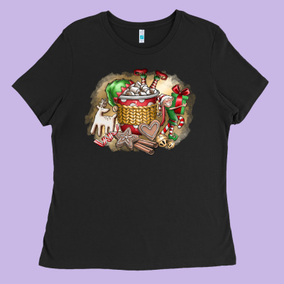 Christmas Elf Ladies Tee Designed By Cowhidedigitalart