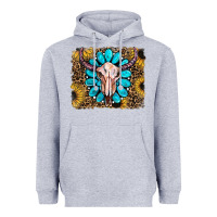 Heather Grey leopard sunflowers and gemstone skull Heavyweight Hoodie - RanaPortraitStore