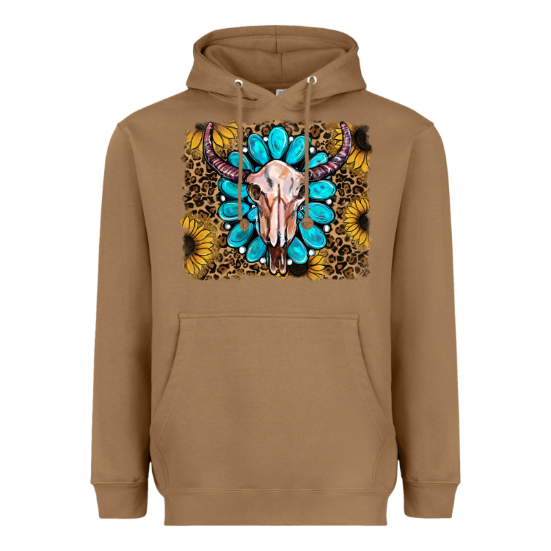 Leopard Sunflowers And Gemstone Skull Heavyweight Hoodie by RanaPortraitStore | Teevron
