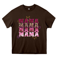 Chocolate Brown Mama mama mama mama Mother's Day Heavy Core Tee - FaDigitalArtStudio