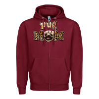 Burgundy Pug Mom Zipper Hoodie - Jasminsmagicworld