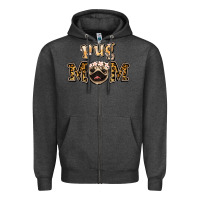 Charcoal Heather Pug Mom Zipper Hoodie - Jasminsmagicworld
