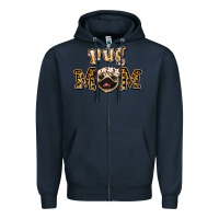 Navy Pug Mom Zipper Hoodie - Jasminsmagicworld