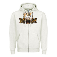 Oatmeal Heather Pug Mom Zipper Hoodie - Jasminsmagicworld