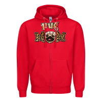 Red Pug Mom Zipper Hoodie - Jasminsmagicworld