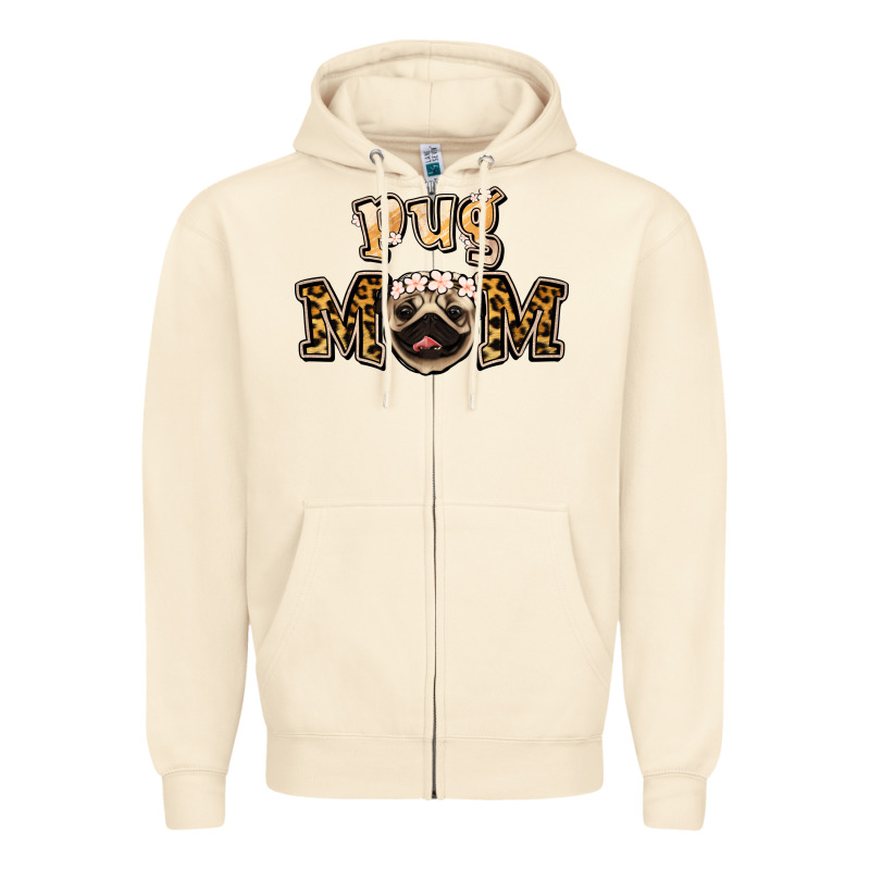 Pug Mom Zipper Hoodie by Jasminsmagicworld | Teevron