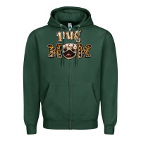 Sports Green Pug Mom Zipper Hoodie - Jasminsmagicworld