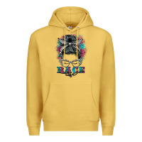 Antique Gold race life  messy bun Premium Hoodie - BarkalooDesign