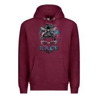 Burgundy race life  messy bun Premium Hoodie - BarkalooDesign
