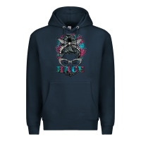 Navy race life  messy bun Premium Hoodie - BarkalooDesign