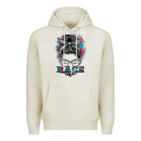 Oatmeal Heather race life  messy bun Premium Hoodie - BarkalooDesign