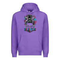 Purple race life  messy bun Premium Hoodie - BarkalooDesign