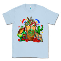 Dusty Blue Mexican Cold Drink With Cactus Sombrero And Tequil Classic Tee - FaDigitalArtStudio