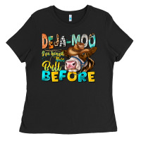 Black Deja Moo I've Heard Tih Bull Before Ladies Tee - CowhideDigitalArt