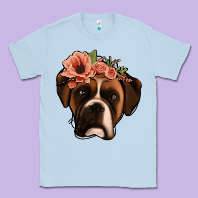 Floral Boxer Classic Tee Designed By Jasminsmagicworld