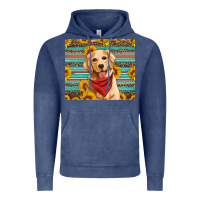Vintage Denim golden retriever with sunflowers Vintage Hoodie - Artiststas
