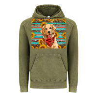 Vintage Olive golden retriever with sunflowers Vintage Hoodie - Artiststas