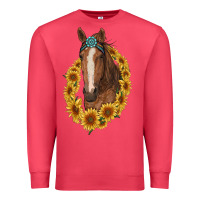 Cardinal brown horse with gemstone and sunflowers Premium Sweatshirt - RanaPortraitStore