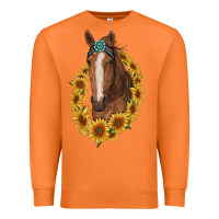 Carrot brown horse with gemstone and sunflowers Premium Sweatshirt - RanaPortraitStore