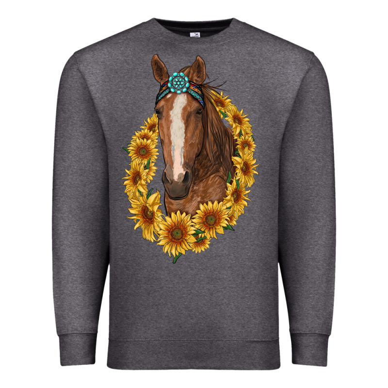 Brown Horse With Gemstone And Sunflowers Premium Sweatshirt by RanaPortraitStore | Teevron