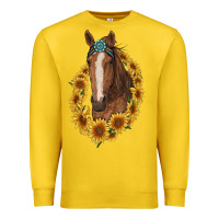 Lemon brown horse with gemstone and sunflowers Premium Sweatshirt - RanaPortraitStore
