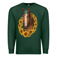 Sports Green brown horse with gemstone and sunflowers Premium Sweatshirt - RanaPortraitStore