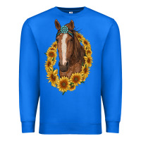 True Royal brown horse with gemstone and sunflowers Premium Sweatshirt - RanaPortraitStore
