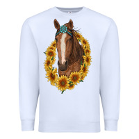 White brown horse with gemstone and sunflowers Premium Sweatshirt - RanaPortraitStore