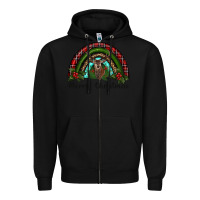 Black reindeer rainbow christmas Zipper Hoodie - RanaPortraitStore