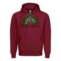Burgundy reindeer rainbow christmas Zipper Hoodie - RanaPortraitStore