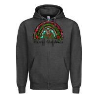 Charcoal Heather reindeer rainbow christmas Zipper Hoodie - RanaPortraitStore