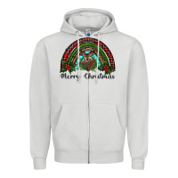 Dove Grey reindeer rainbow christmas Zipper Hoodie - RanaPortraitStore