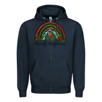 Navy reindeer rainbow christmas Zipper Hoodie - RanaPortraitStore