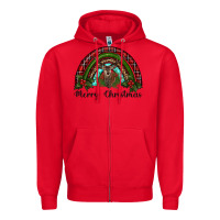 Red reindeer rainbow christmas Zipper Hoodie - RanaPortraitStore