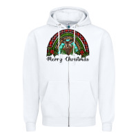 White reindeer rainbow christmas Zipper Hoodie - RanaPortraitStore