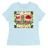 Baby Blue Christmas Vibes Ladies Tee - CowhideDigitalArt